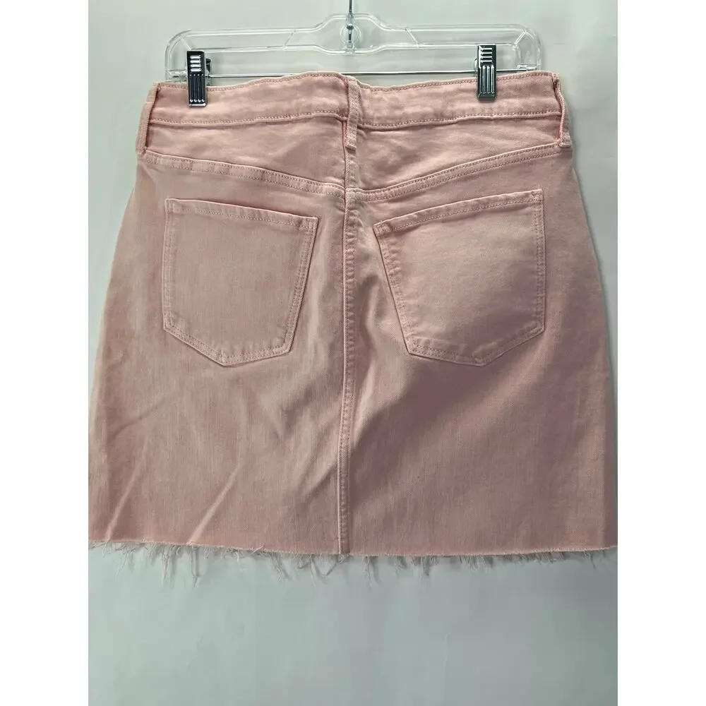 Old Navy Pink Button Fly Denim Skirt Cutoff Size 8 - Picture 2 of 7
